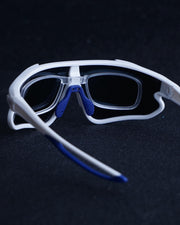Sporty white blue polarizado +clip óptico+mica transparente