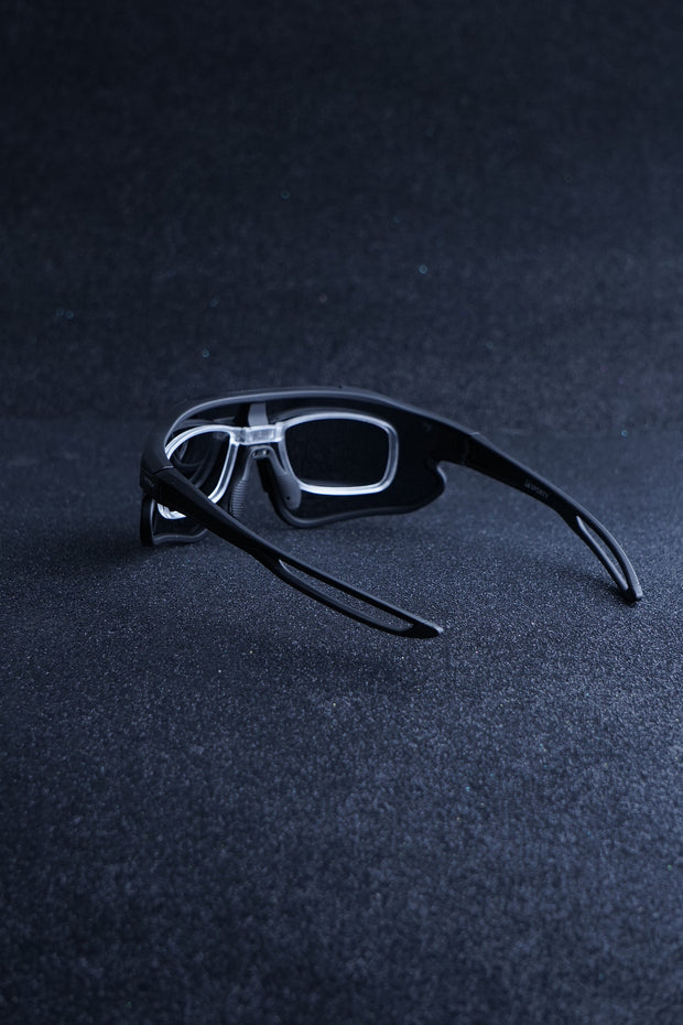 Sporty black polarizado +clip óptico+mica transparente